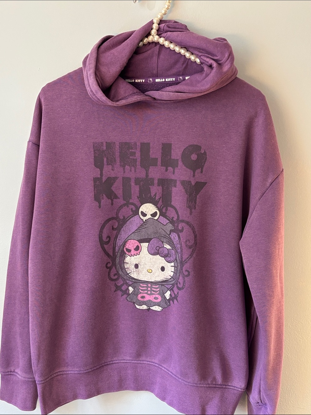 Hello Kitty Purple Gothic Skull Pullover Hoodie